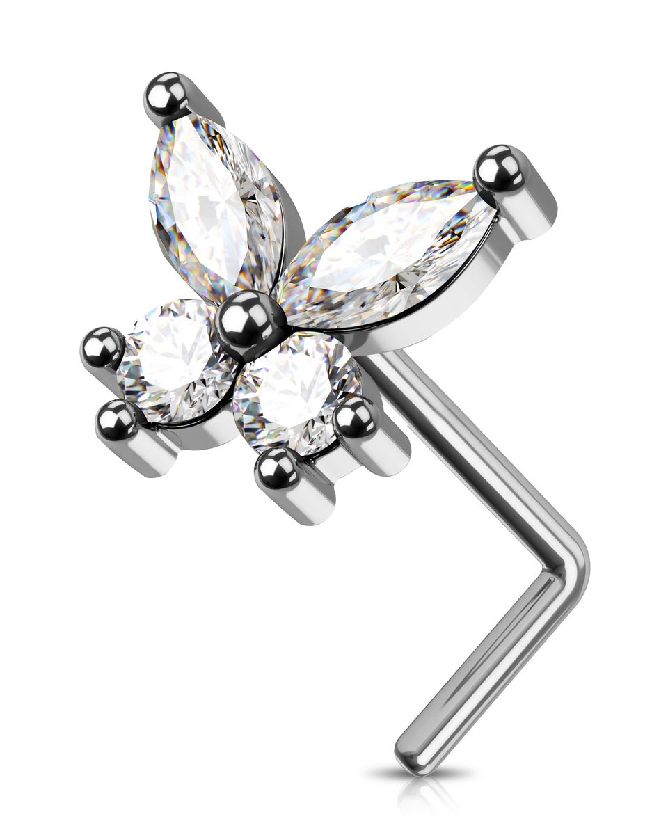Solidchoice - Titanium Neusstud met CZ Steentje voor Modebewuste Draagsters