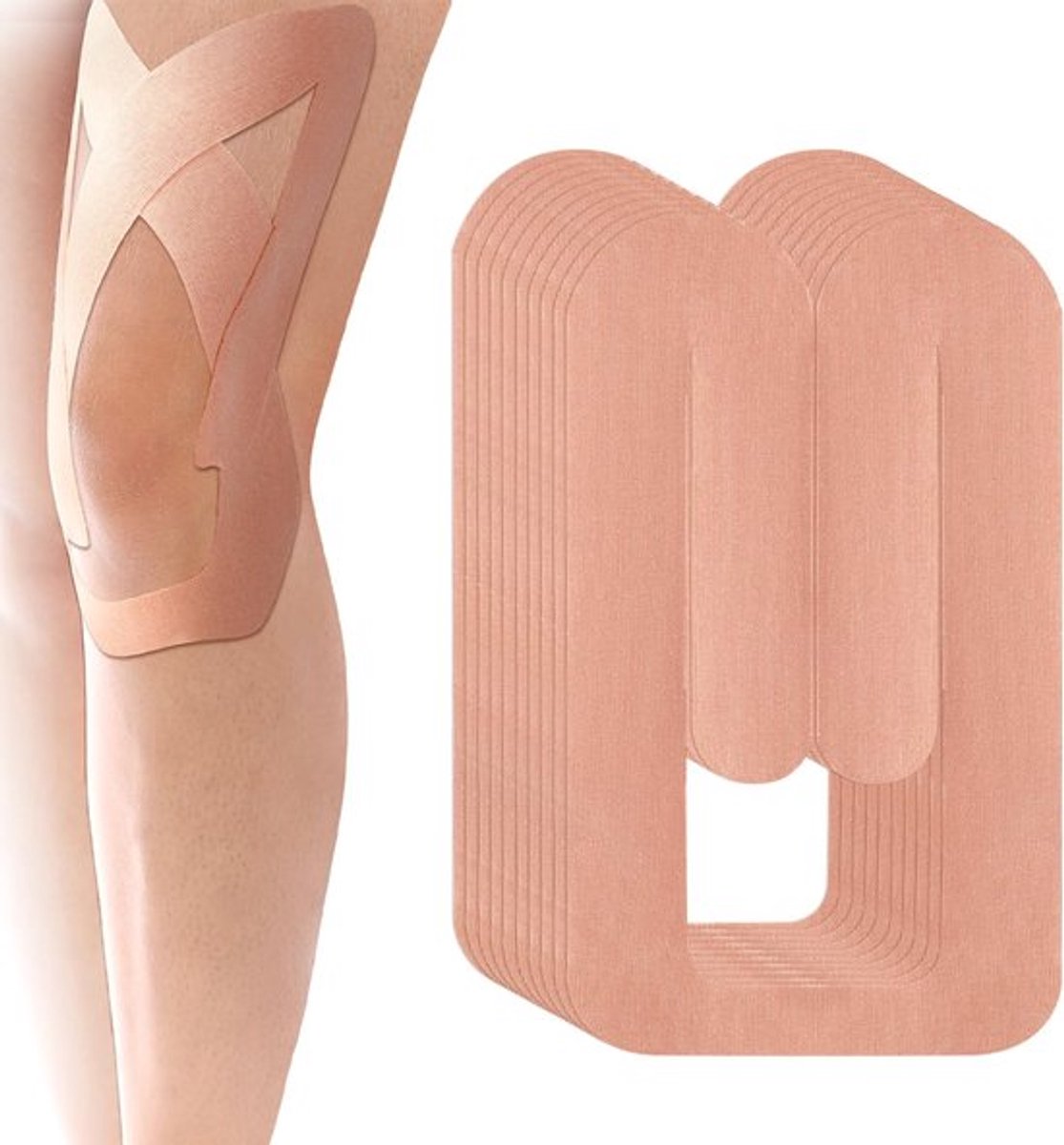 10 stuks voorgesneden kinesiologietape voor knieën en dijen, ademende kinesiologie-atletiektapestrips, flexibele en waterdichte kniesteunstickers voor langdurige stabiliteit