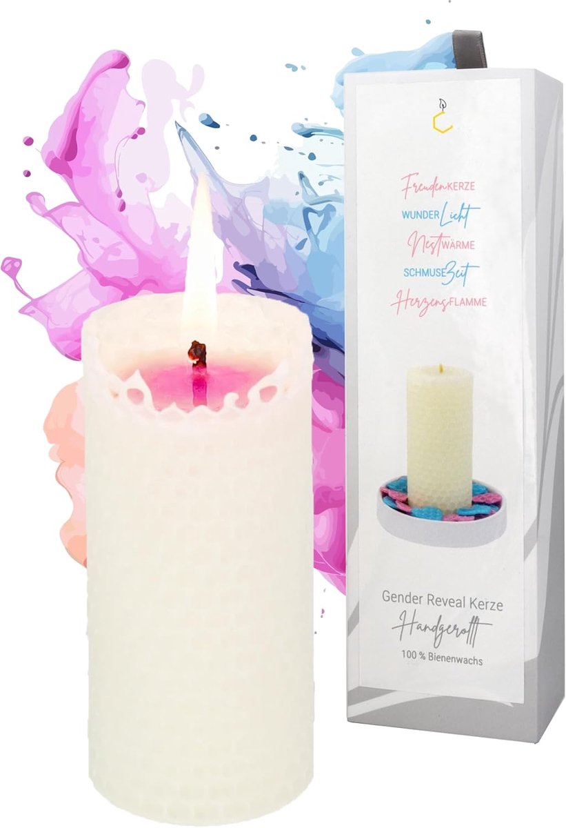 Gender Reveal Kaars - Bijenwas - Gender Reveal Verrassing - Onvergetelijk moment voor babyshower - ShopVlot