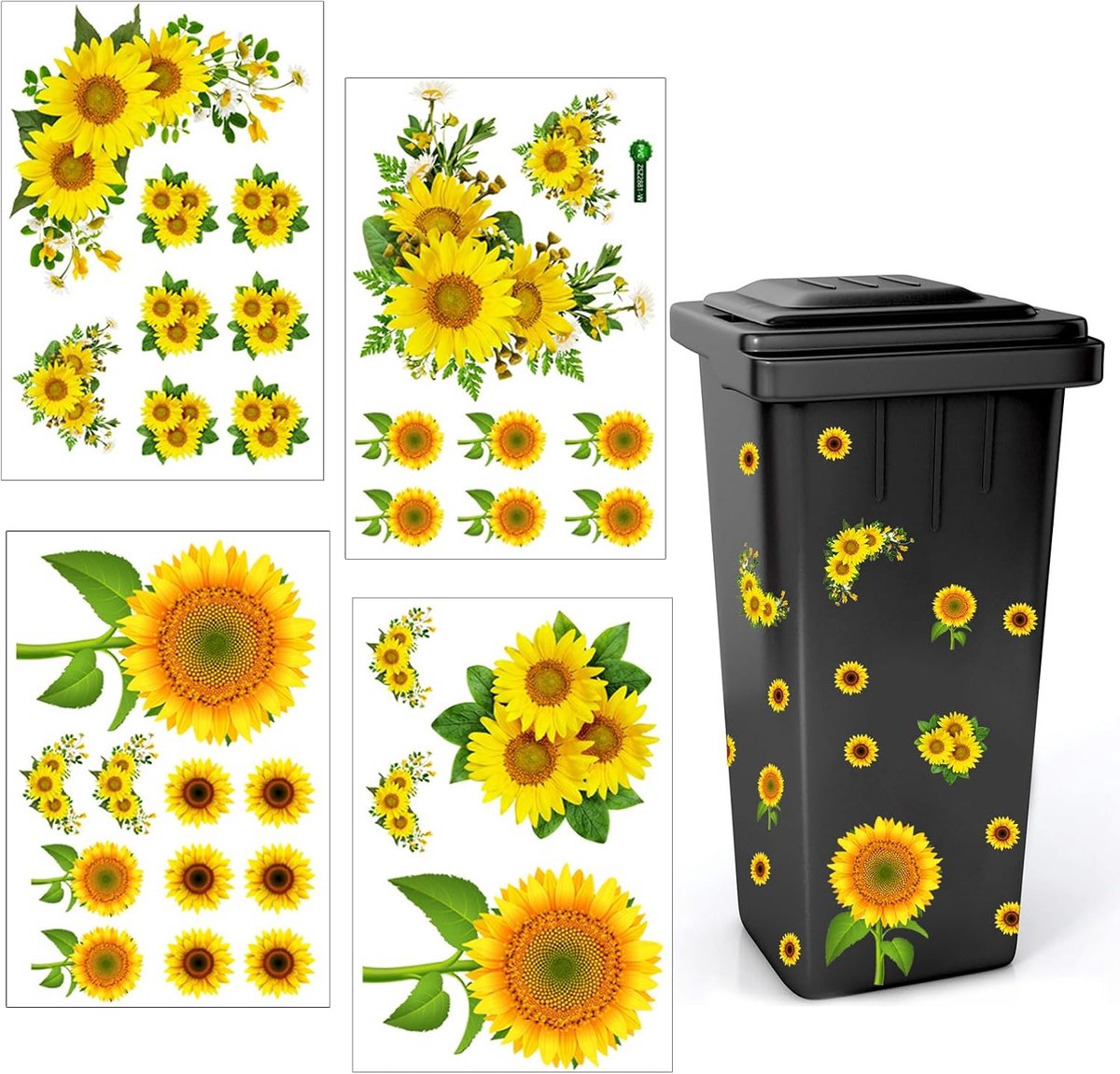Afvalcontainer Stickers - Zelfklevende Bloemenstickers - Waterproof - Voor Decoratieve Vuilnisbakken - ShopVlot