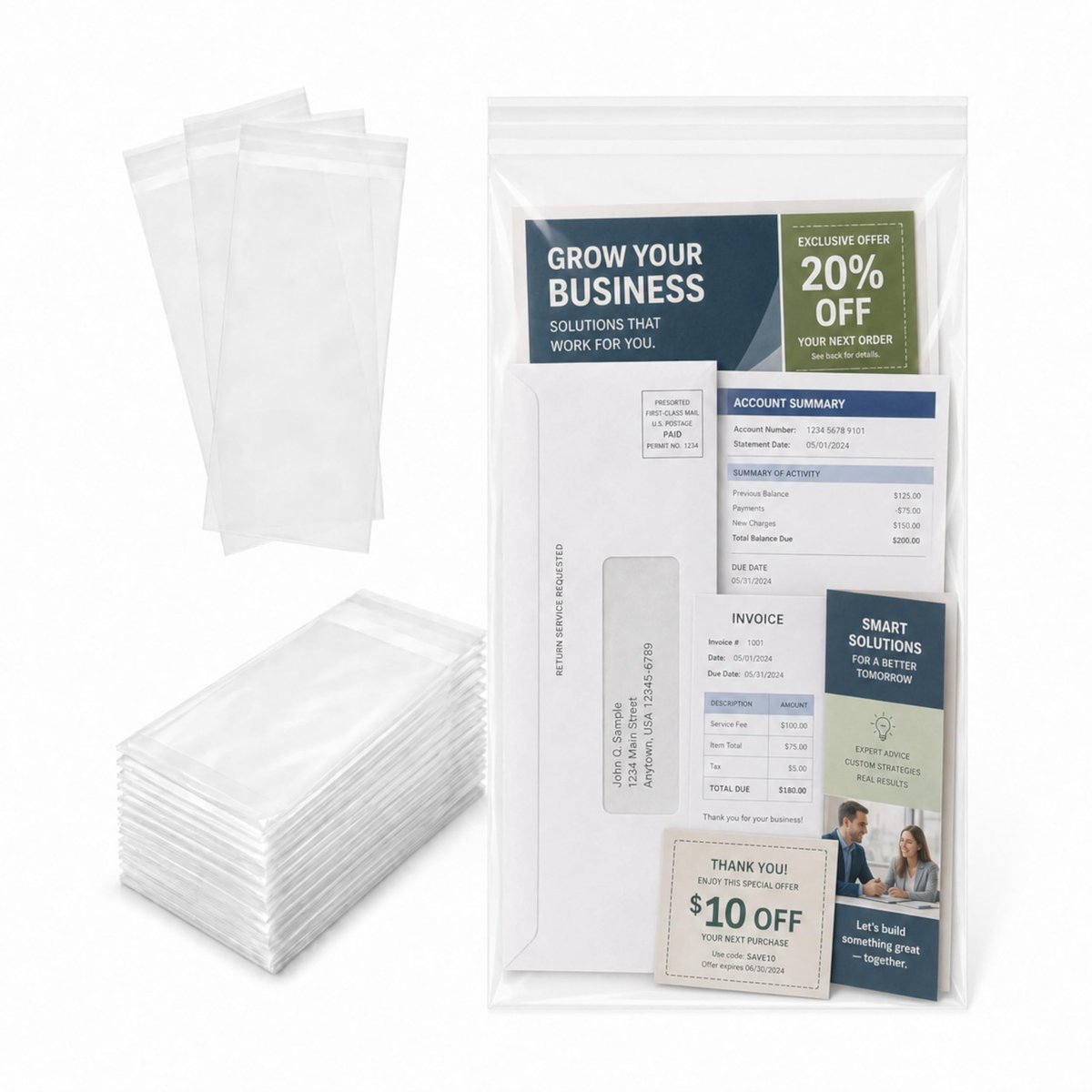 Solidchoice - 200 Crystal Clear Herbruikbare Poly Bags voor Opslag en Bescherming