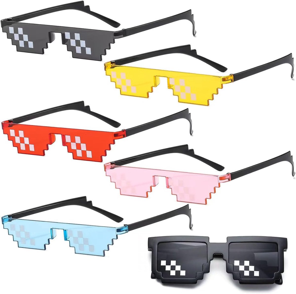 Zonnebril Cool Black Pixel Mosaic - Unisex UV Bescherming - Elegant en Stijlvol - Perfect voor Feesten - ShopVlot