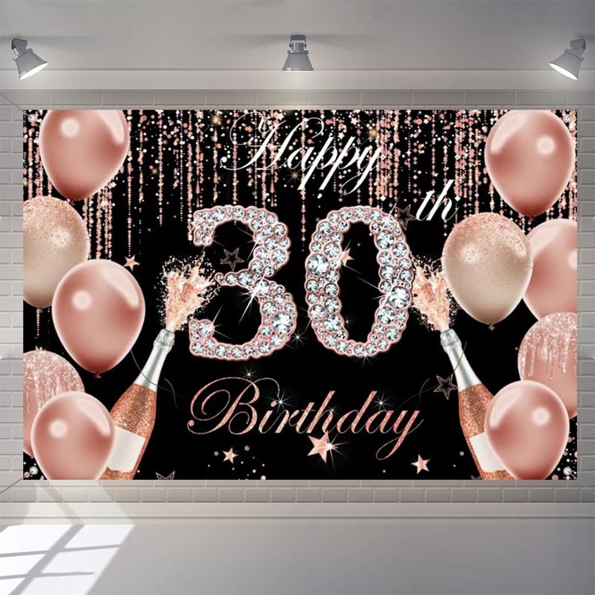 Solidchoice - 30e Verjaardag Versiering met Roze Goud Banner en Fabric Shield