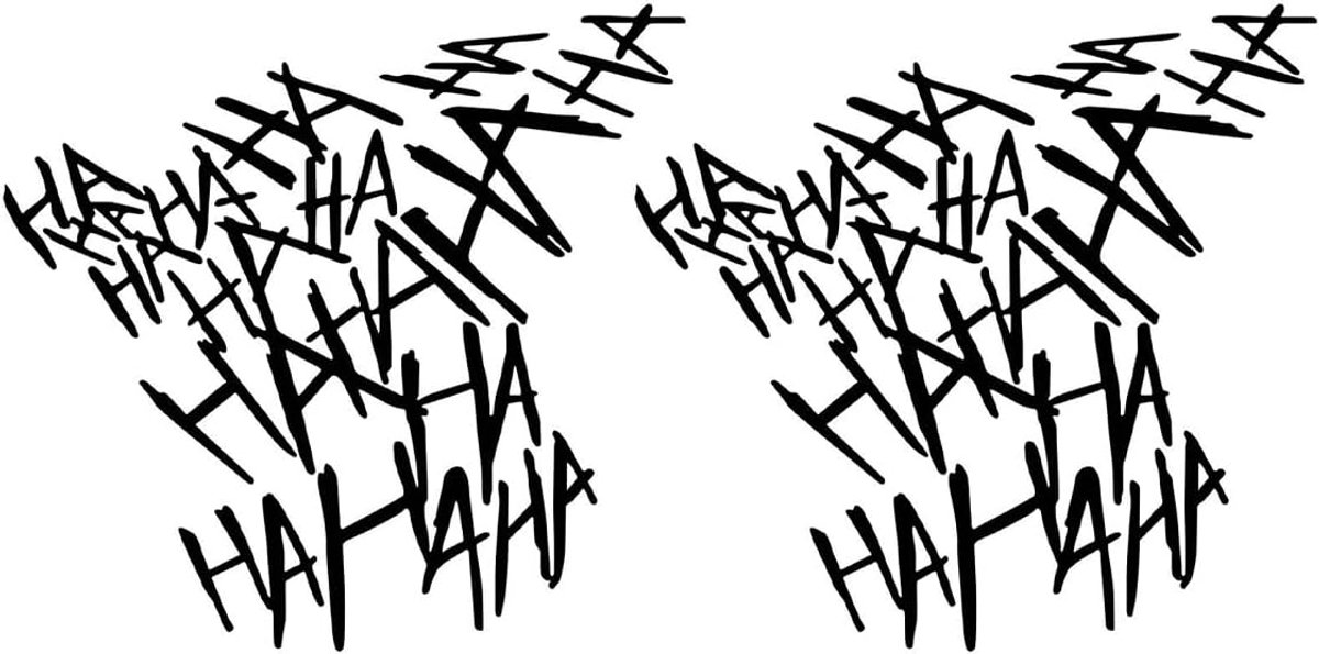 Auto sticker 2 stuks - Hahaha patroon - Zwart - Waterdicht en duurzaam - ShopVlot