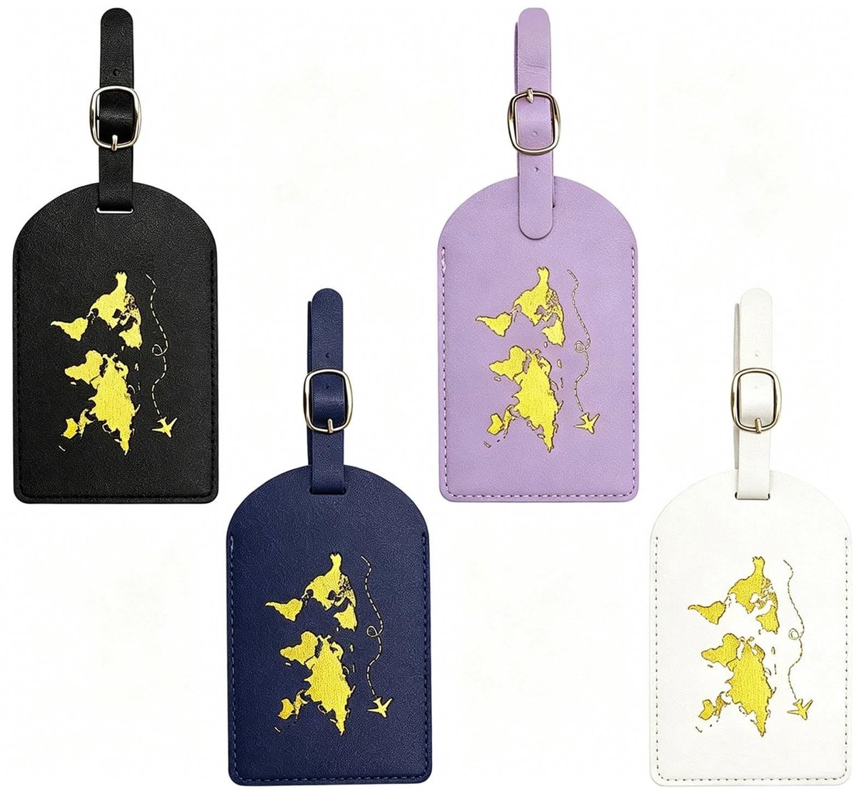 Solidchoice - Set van 4 Leren Bagagetags met Verstelbare Band