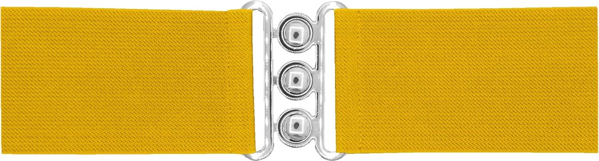 Brede elastische riem 7.5 cm - mosterd - dames - comfortabel en stijlvol - ShopVlot