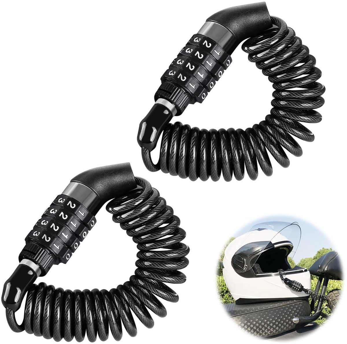 Solidchoice - Set van 2 Combinatielocks met Cijfers voor Fietsen en Motoren