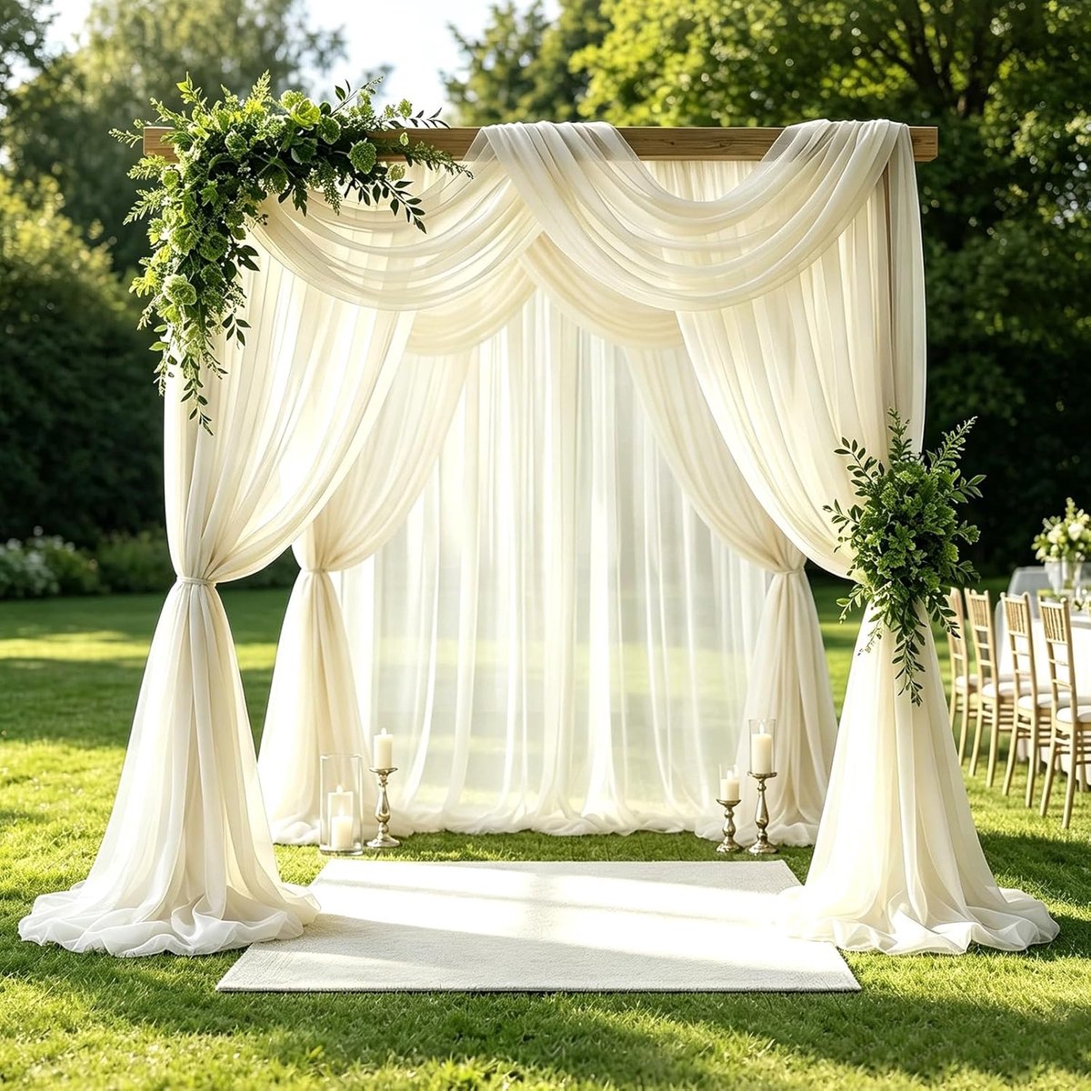 Trouwgordijn 1.6 x 10 m - Zachte organza - Ademend materiaal - Perfect voor bruiloften - ShopVlot