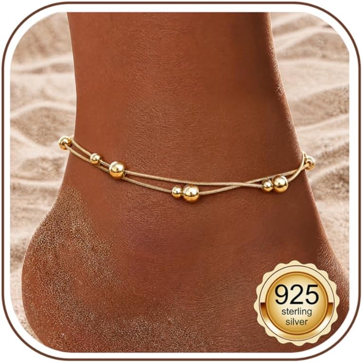 Enkelbandje dames zilver 925 - waterdicht - verstelbaar met zirkonia hart - perfect voor stranddagen - ShopVlot