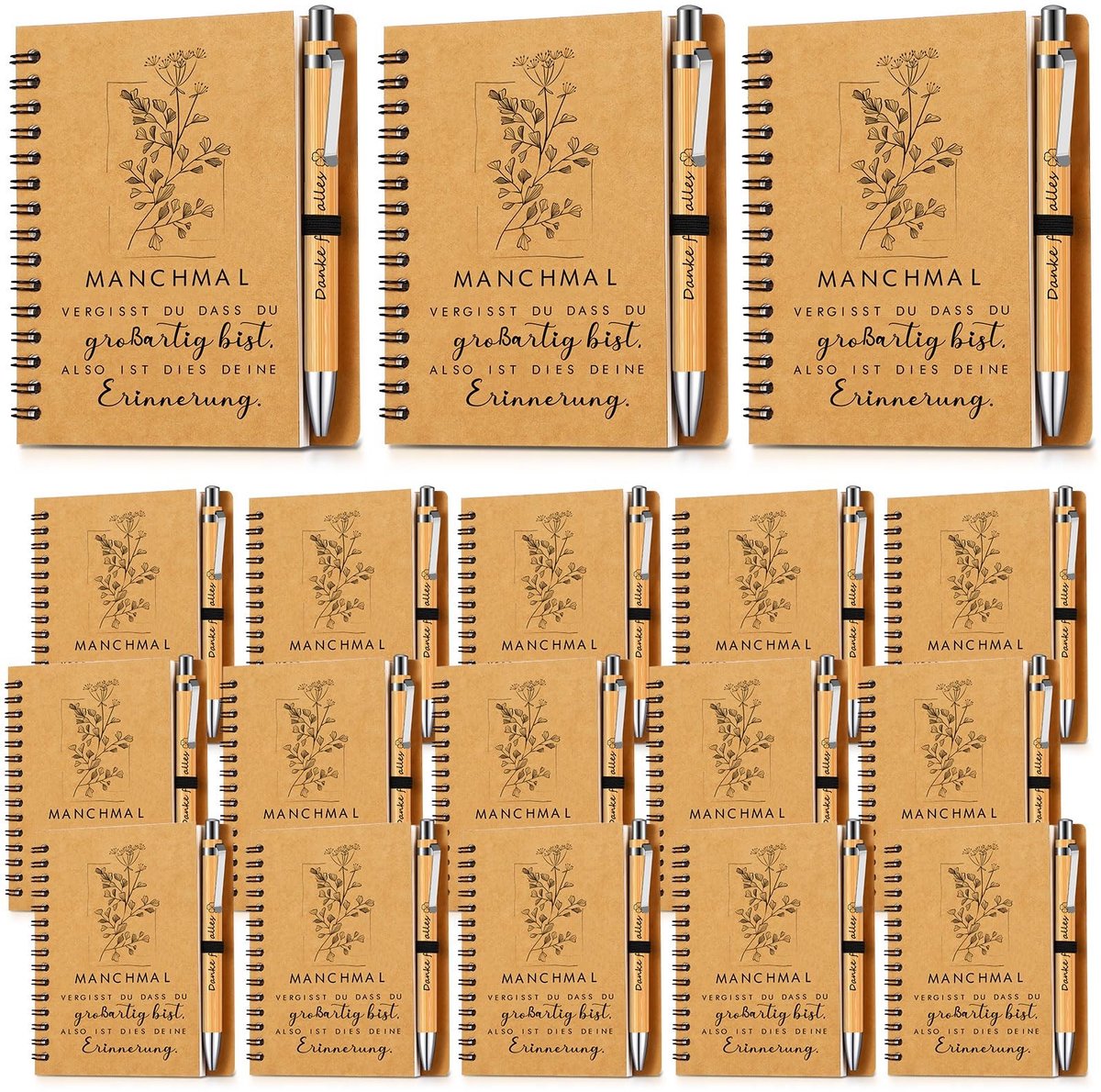 Solidchoice - Set van 18 Bedank Geschenken met Notitieboekjes en Balpennen