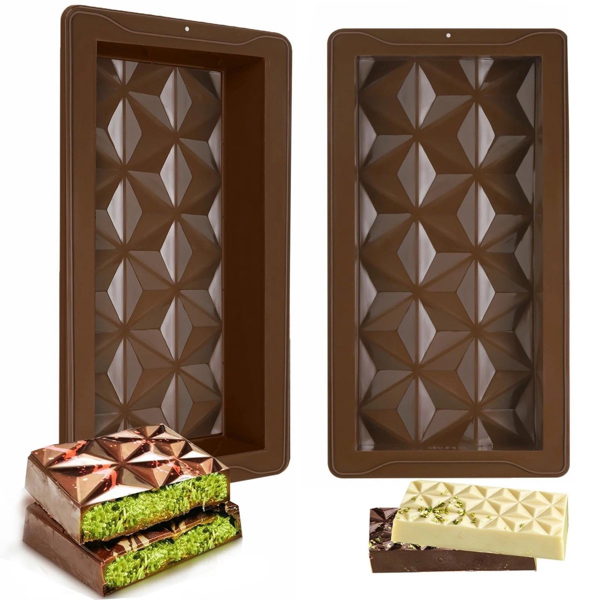 Solidchoice - Set van 2 Siliconen Mallen voor Chocolade Bars, Herbruikbaar
