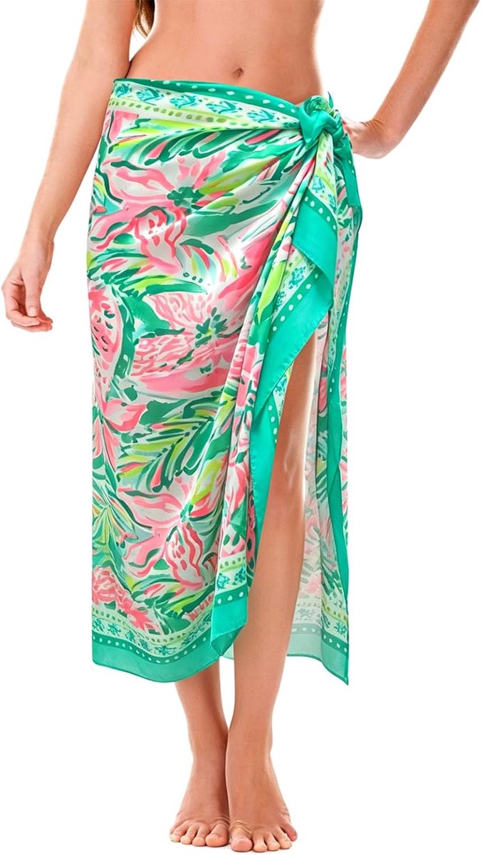 Strandpareo dames 180 x 90 cm - grote bloemenpareo - imitatiezijde - ideaal voor strand en zwembad - ShopVlot