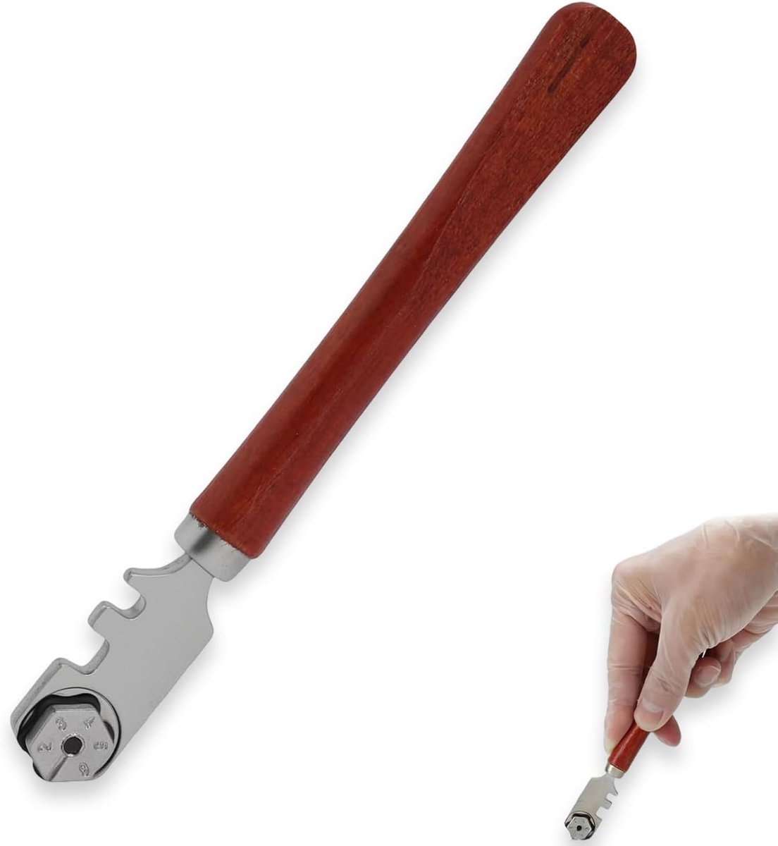 Glaskraker met 6 Carbide Snijwielen - Voor Glas en Tegels - Handgereedschap voor DIY Projecten - Duurzaam en Efficiënt - ShopVlot