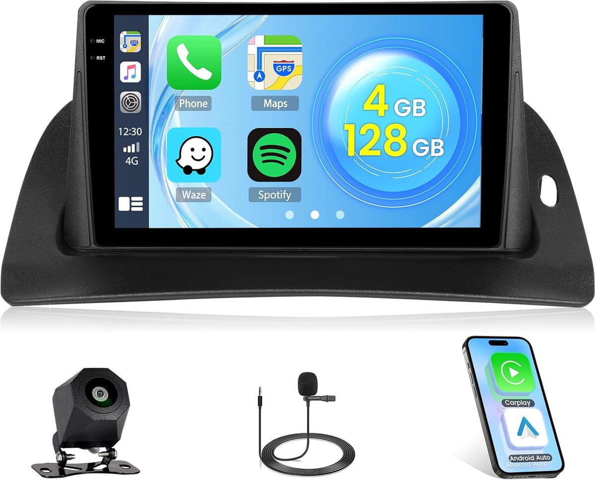 Auto radio 9'' - 4G+128G Android 15 - In-Cell touchscreen - GPS en Bluetooth verbinding - ShopVlot