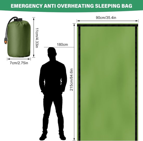 Bivvy-tas, ultralichte noodslaapzak: 3 stuks nooddeken, waterdicht, EHBO-reddingsdekens, survival noodslaapzak - ShopVlot — afbeelding 3