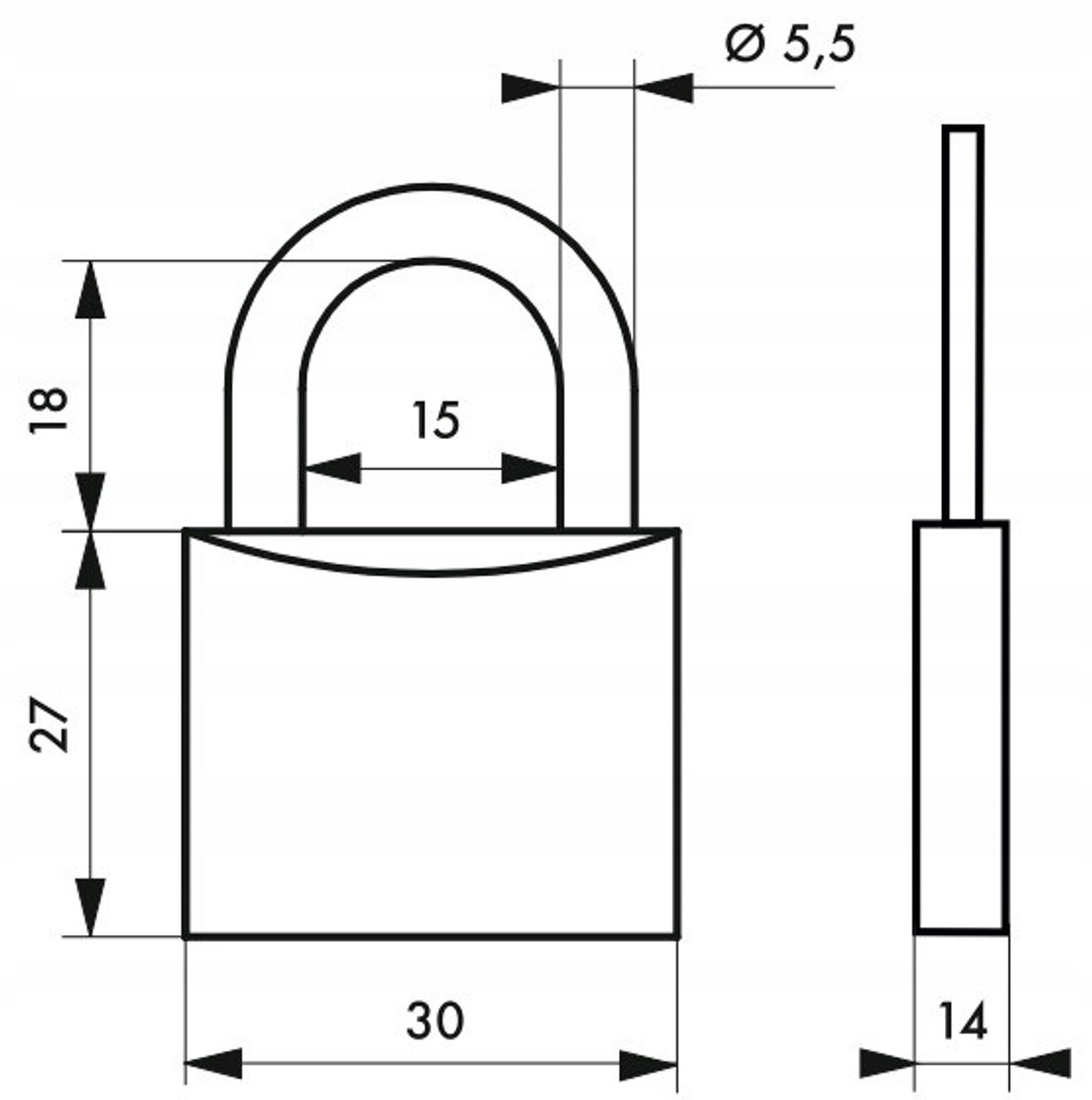 Merkloze Beveiligingshangslot met 2 Sleutels, 30mm
