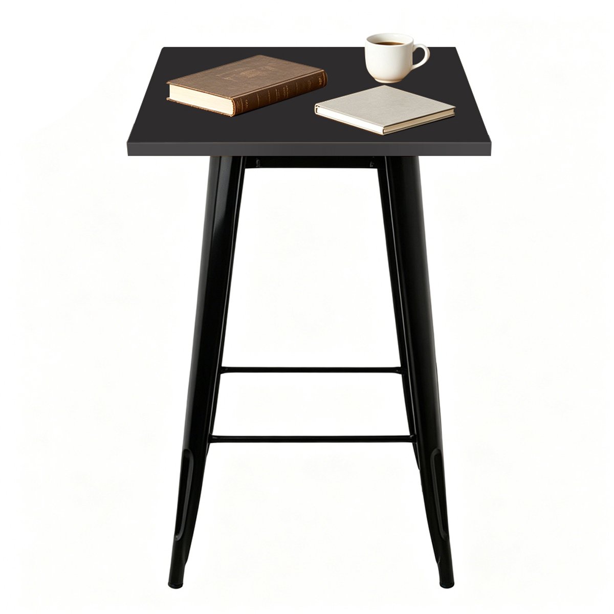 PIPIPOXER Bartafel - Keukentafel- Keuken Tafel - industriële stijl - Bartafel Keuken - Tafel - Bartafel - Bijzettafel Vierkant - 60 x 60 x 110 cm -zwart