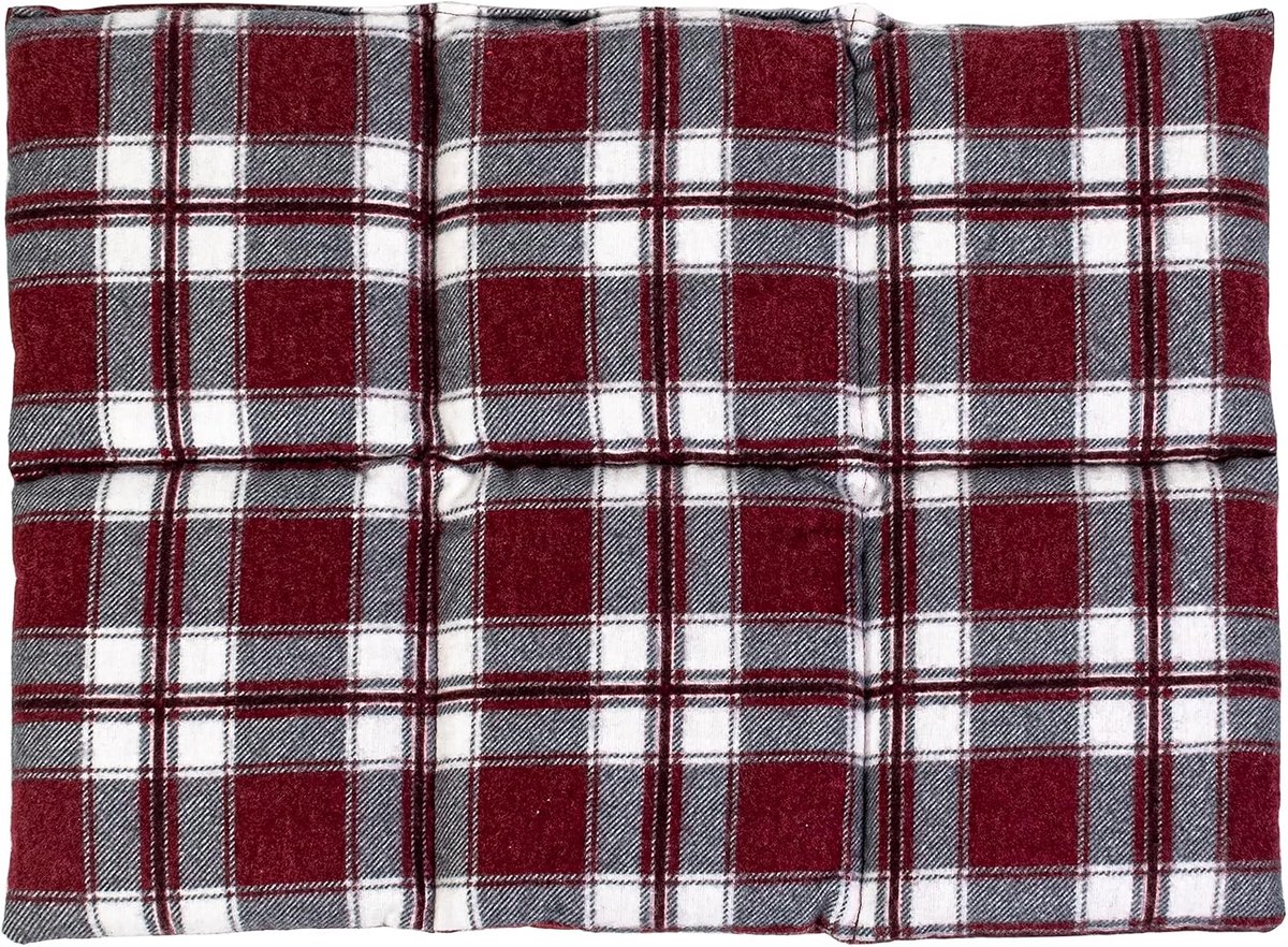 Lijnzaadkussen groot 40x30cm 6-kamer, flanel geruit - warmtekussen korrelkussen voor magnetron & oven bijv. voor rug & - ShopVlot
