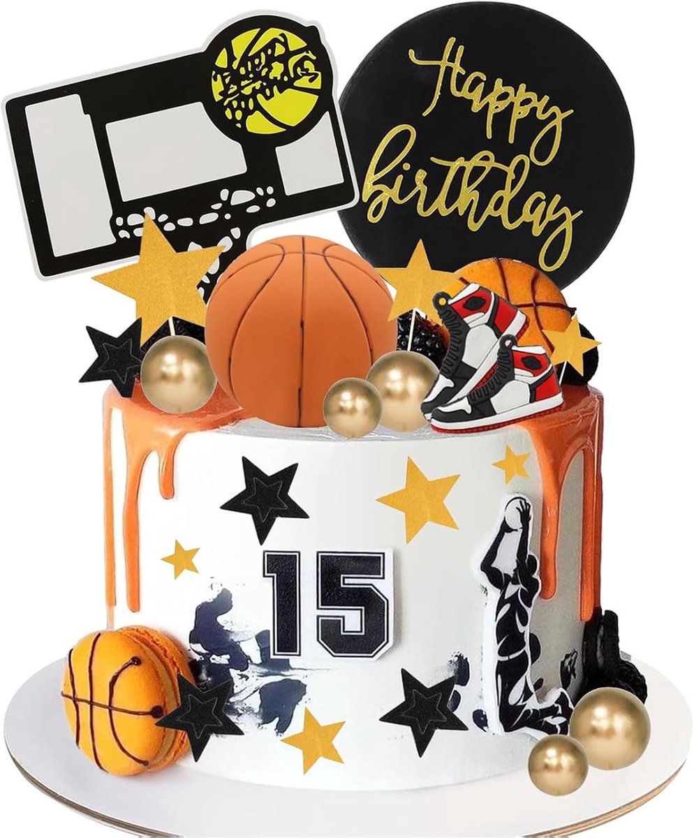 22 Piece Stylish Basketball Birthday Cake Decoration Set, Ideal for Boys Birthday Parties, DIY Basketball Tower - ShopVlot