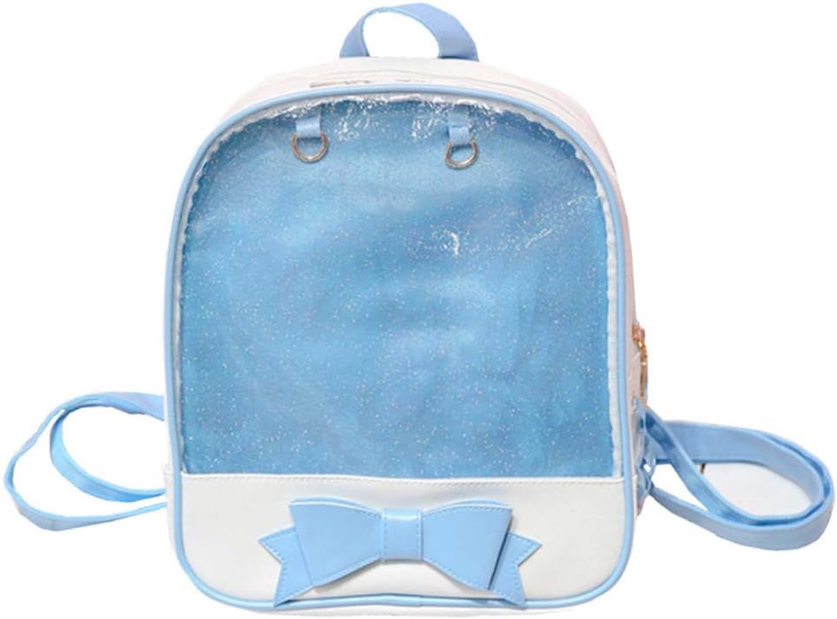 Ita Bag Girls Backpack Cute Leather Bag Wallet School Bag Summer Beach Bag Purse with Bow Transparent Window for DIY - ShopVlot