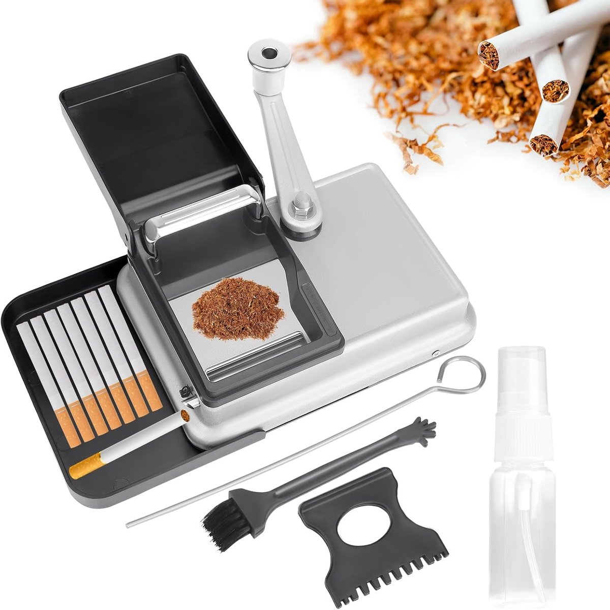 Cigarette Roll Machine, 8 mm Manual Cigarette Machine, Cigarette Slot Machine with Accessories Storage Box for - ShopVlot