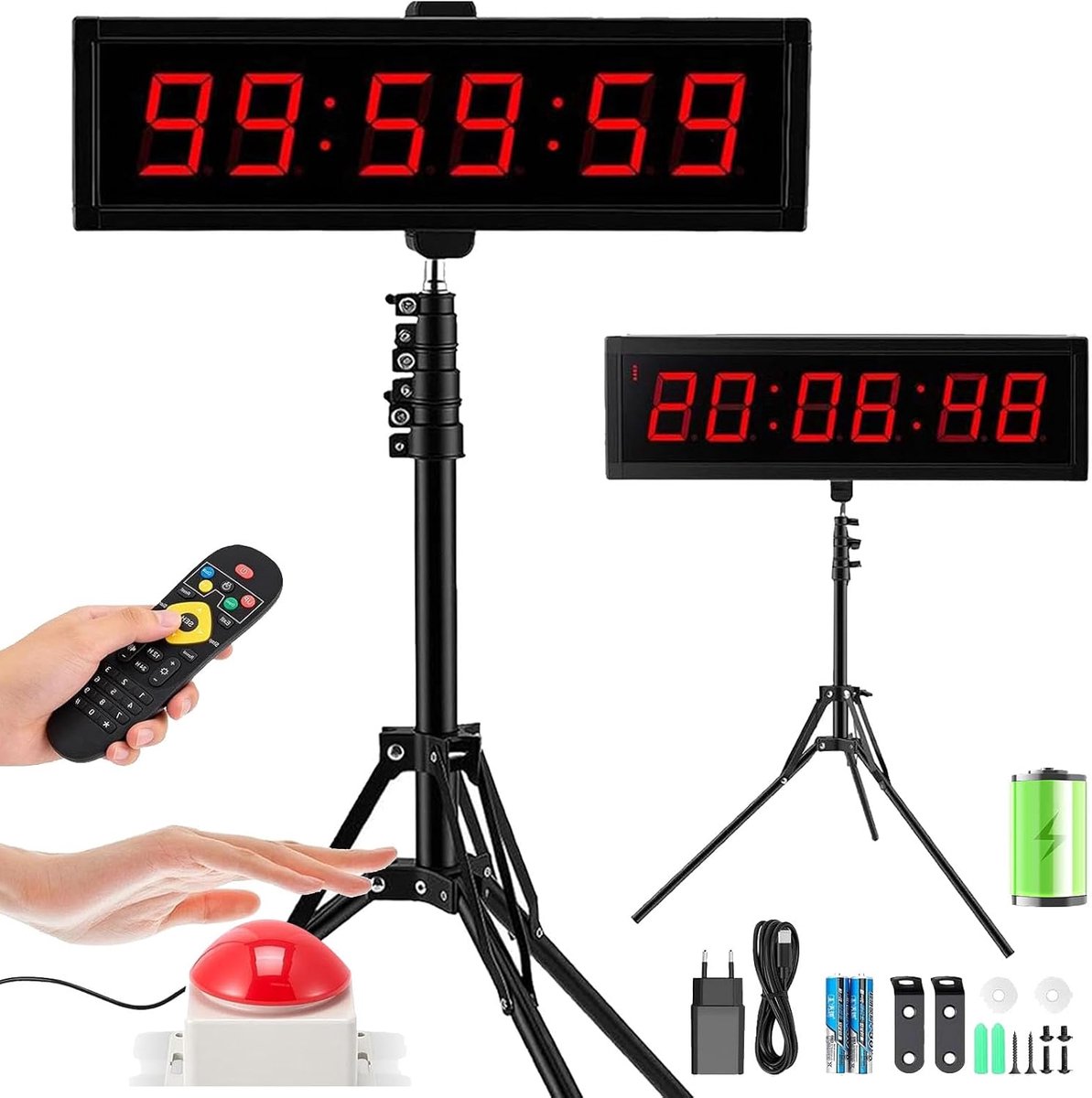 Countdown Timer, 2.3 Inches, 6 Digits Digital Stopwatch for Matches, Play Timer, Gym Timer with Tripod, Stopwatch - ShopVlot