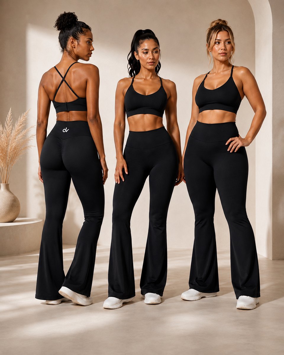 DV - Zwart - S - Flared Legging - Anti-cellulite – High Waist - Butt Lifting effect - Naadloos - Stimuleert de bloedcirculatie - June Spring