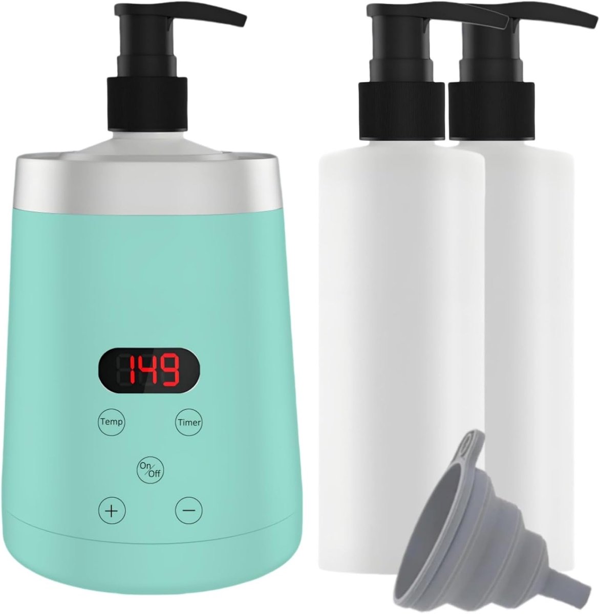 Massageöl-Wärmer Grün mit zwei Ölflaschenverteilern für Spa Flaschen Spender und Lotion Wärmer LED Anzeige Gel - ShopVlot