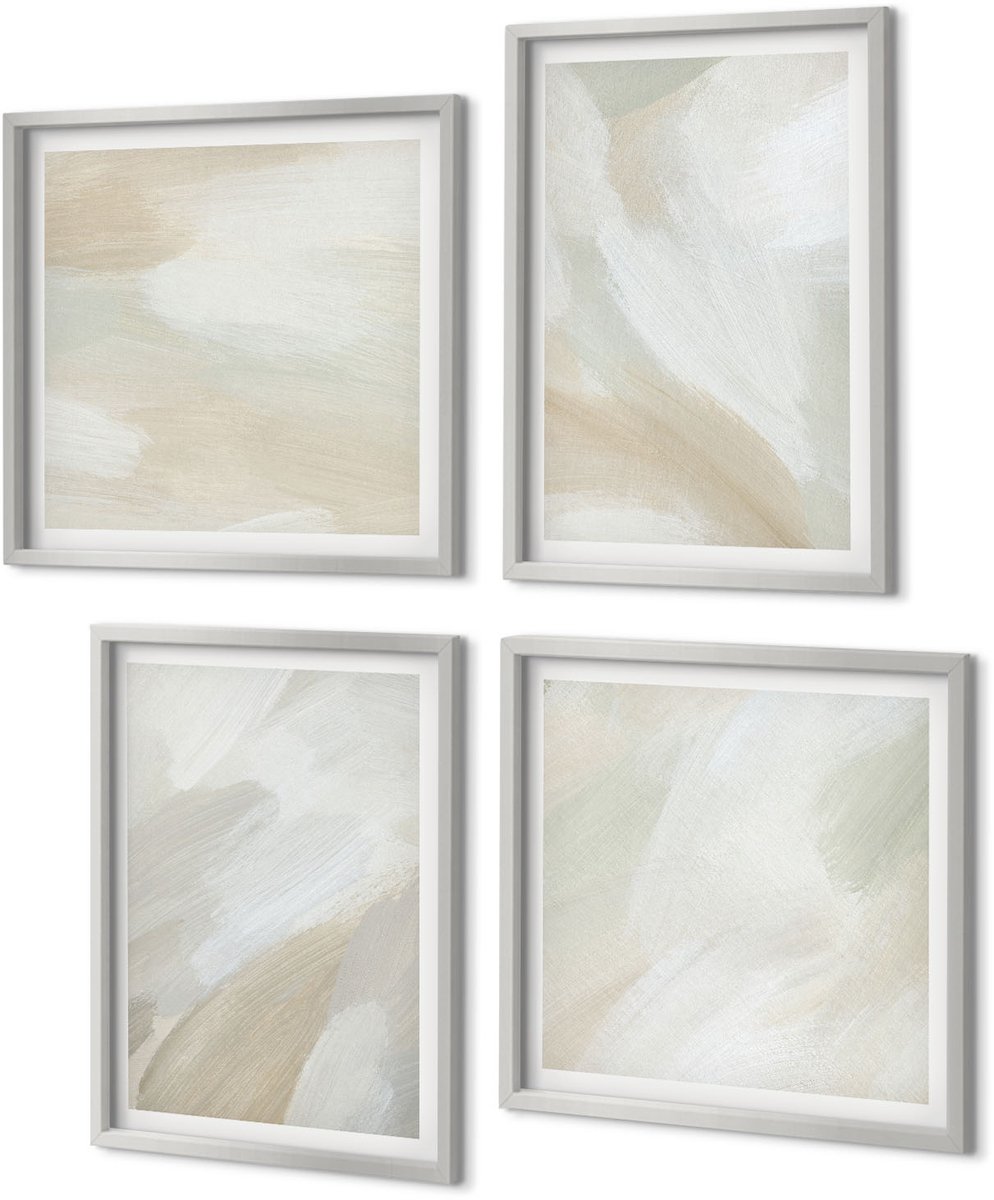 Coloray 4-Delige Schilderij Set - Abstracte penseelstreken op canvas - 40 x 40 cm en 40 x 60 cm - Schilderijen Set - Wanddecoratie - Woonkamer - Woonkamer Decoratie
