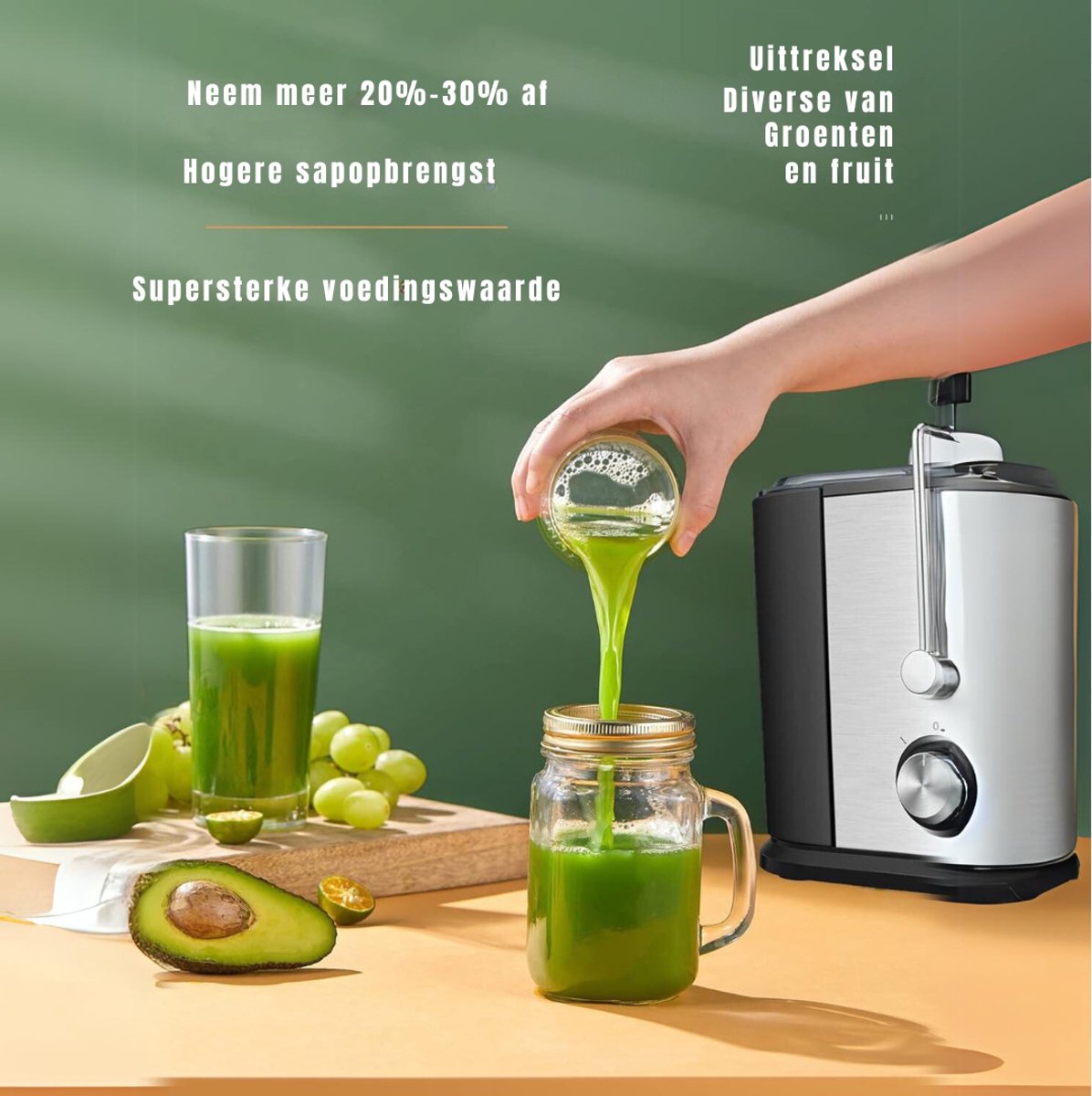 QUOVO® Professionele Juicers - Sapcentrifuge voor Groenten & Fruit - Juicer Met 0.65 L Sapbeker en Pulpreservoir - 2 Snelheden - 600W - RVS / Zwart- 29cm x 26cm x 18cm thumbnail 6