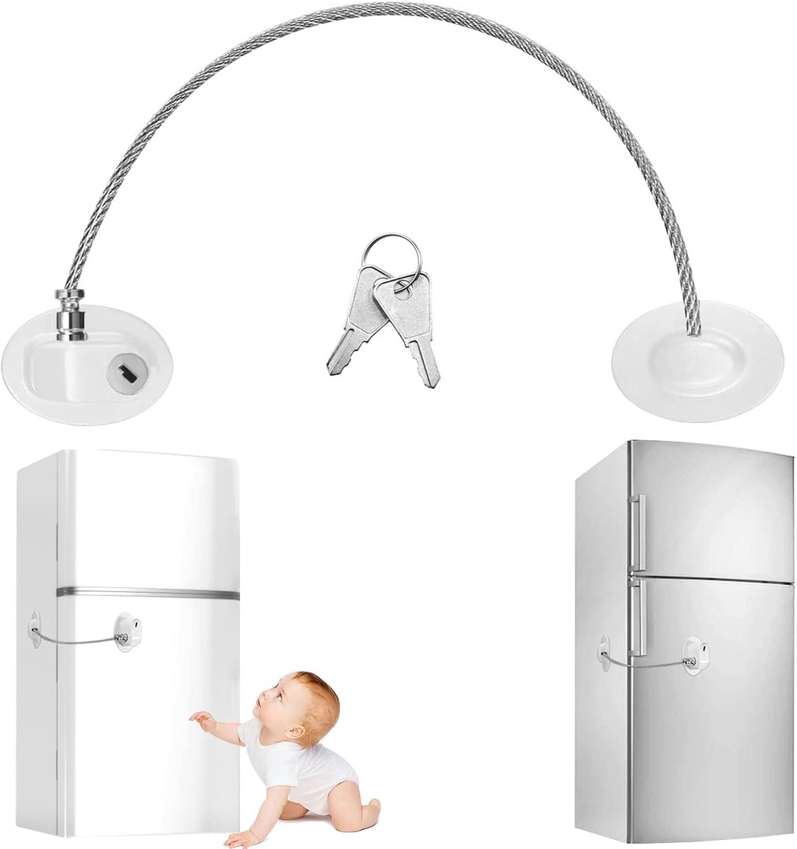 Refrigerator Lock for Child Safety, Child Safety, Refrigerator Lock with Key, Safety Lock for Cabinets, Child Lock for - ShopVlot