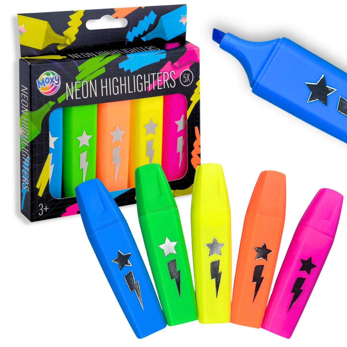 Set van 5 Neon Markeerstiften - Levendige Kleuren voor School & Kantoor