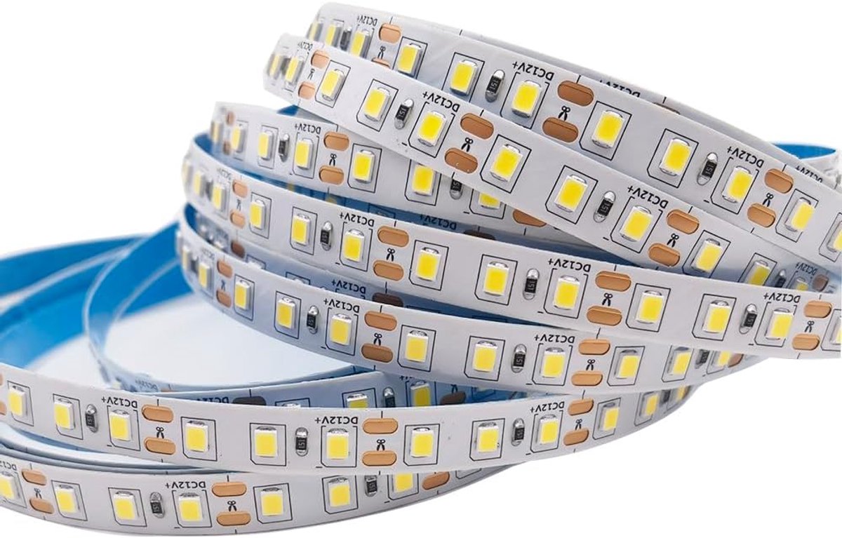 LED Strip, 12 V, 5 m, 6-8 W/m, Dimmable, PWM, Width 8 mm, Warm White, White, Natural Home Lights, IP20 (White, 6000 K) - ShopVlot