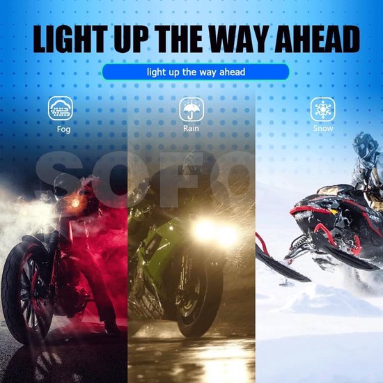 SOFOC -P45T Headlight Design High/Low Beam For Motorcycle/Car 6V-24V Non-Polarity CSP 2LED 15W 5000LM Aluminum Body - ShopVlot — afbeelding 3