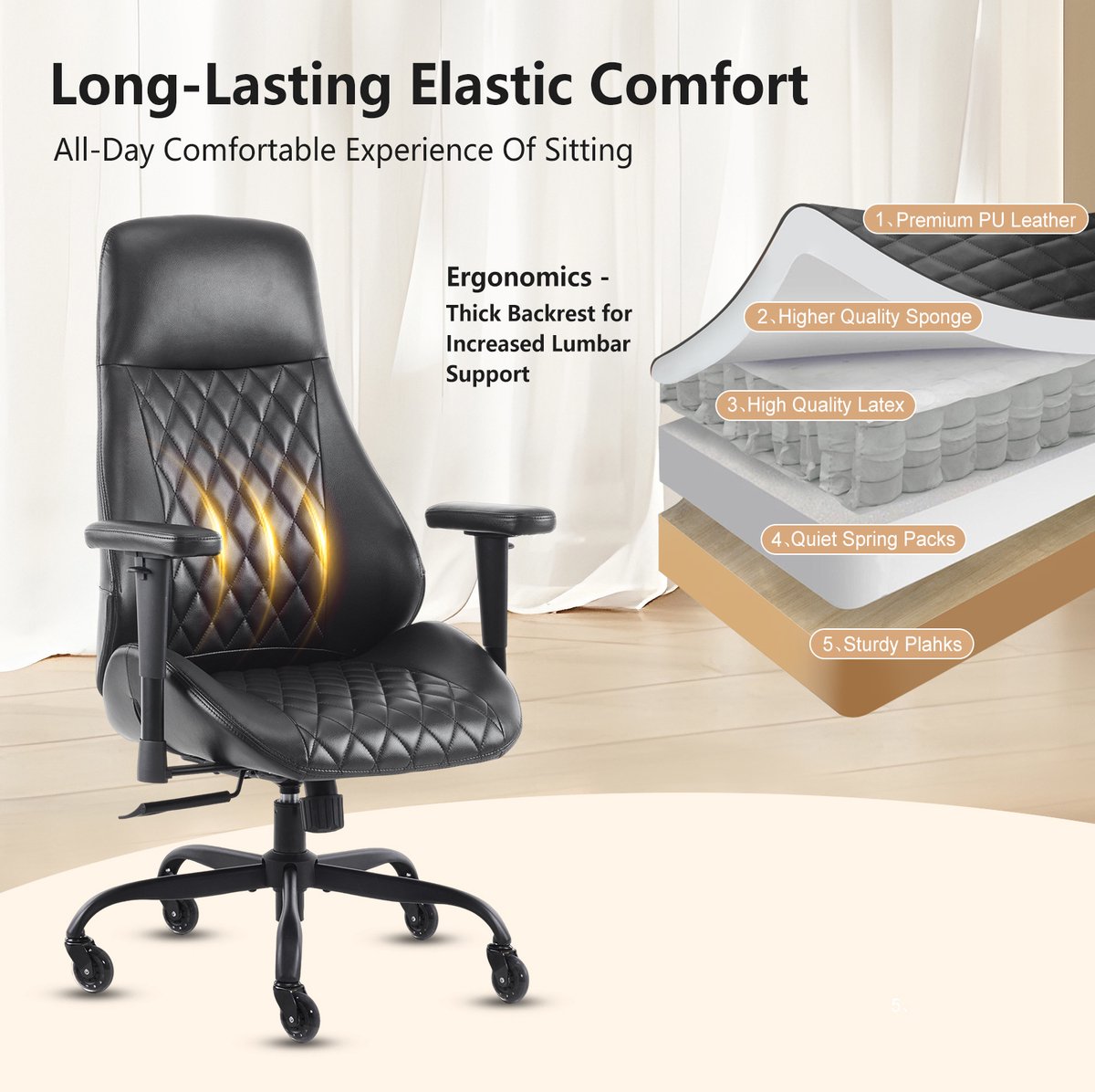TRANSLOGISTIC FURNITURE S.R.L. FloraGrace Bureaustoel - Leer thumbnail 2
