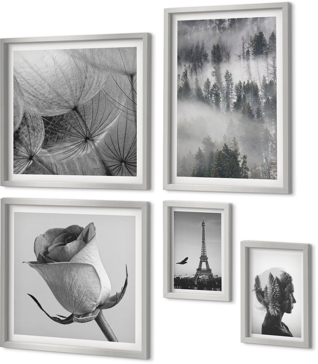 Coloray 5-Delige Schilderij Set - Citrusvruchten In Een Zonnige Tuinscène - 20 x 30 cm - Stijlvolle Wanddecoratie - Interieur - Decoratieve Schilderijen