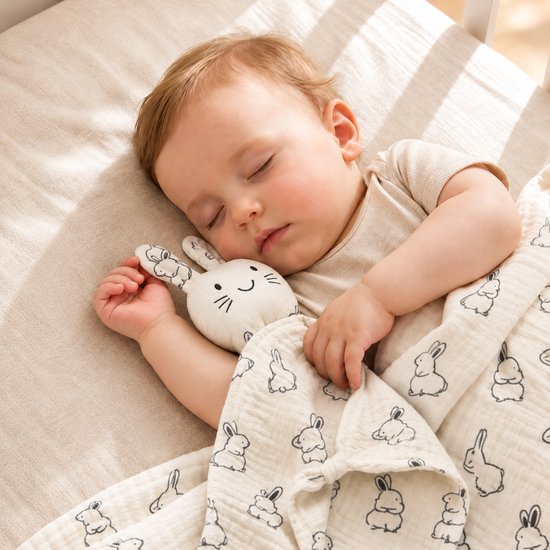 Zachte Bunny - Hydrofiel Knuffeldoekje Baby - Droomdotje van Merkloos — afbeelding 2