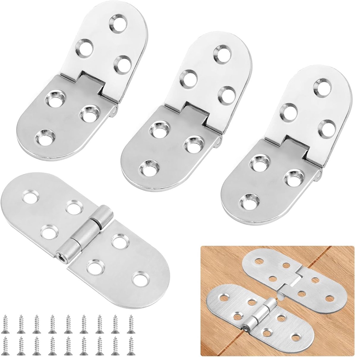 180° Hinges, Collapsible, Round, Stainless Steel, Folding Hinge, Mini Furniture Hinge, Screw-On Hinge for Folding - ShopVlot