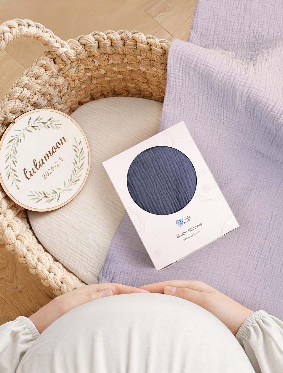 Mousseline deken voor baby 117 x 117 cm - blauw - ademend materiaal - ideaal voor wieg - ShopVlot