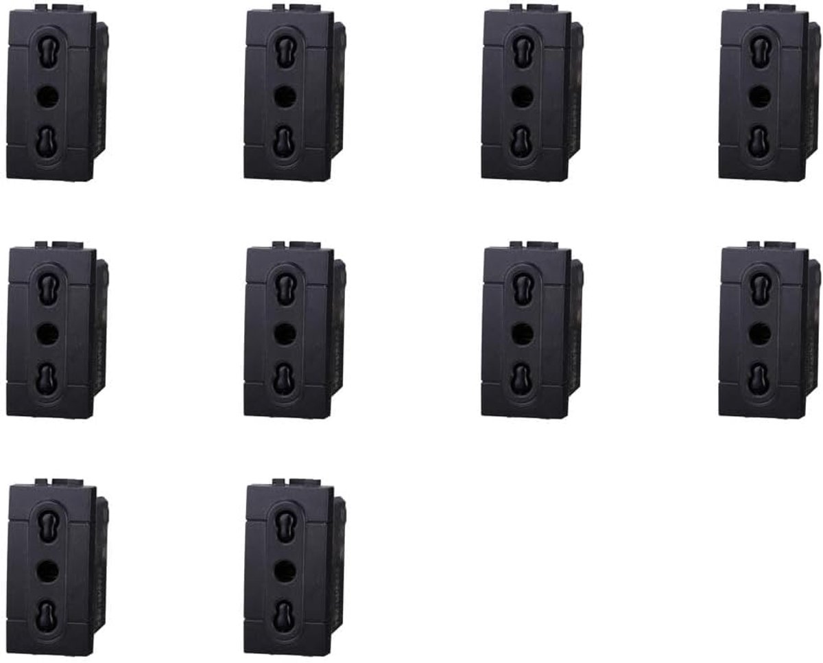Aansluitdoos 2P+T 10/16A 250V - Zwart - Set van 10 - Geschikt voor Bticino Living Light - ShopVlot