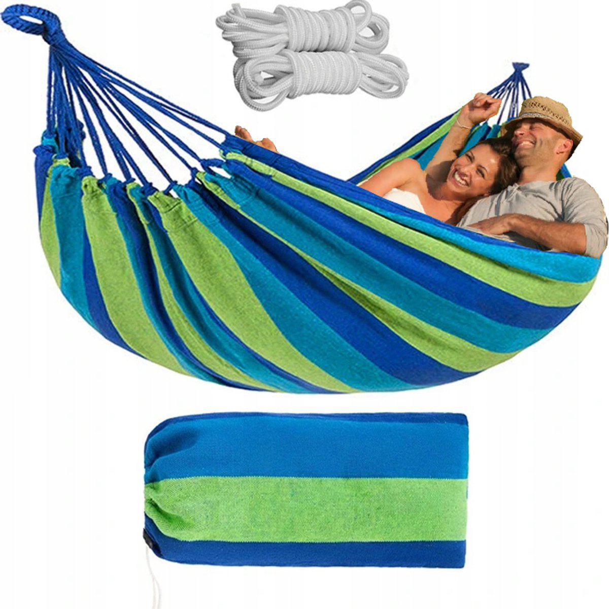 XXL Dubbele Hangmat Tuin 200x160cm - Sterk & Comfortabel met Draagtas