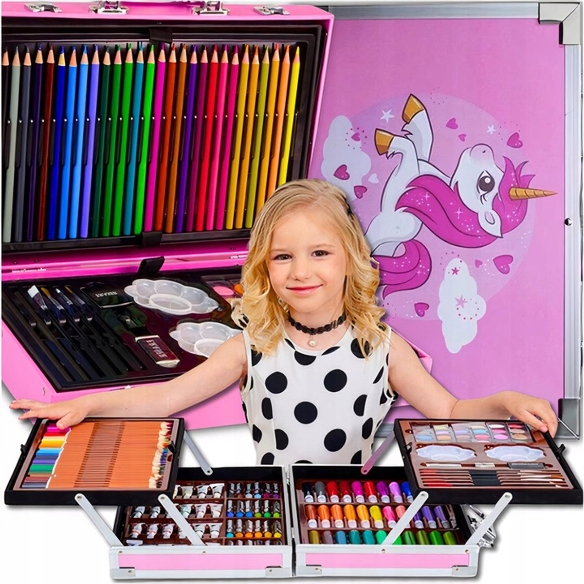 Creatieve Teken- en Schilderkit voor Kinderen - 145 Delig in Koffer