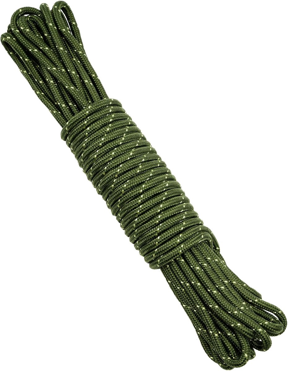 KINGLAKE Paracord Rope 8 mm Nylon Rope Ointment Green 20 m Outdoor Rope Strip Rope Weatherproof Cord for Sun Sailing - ShopVlot