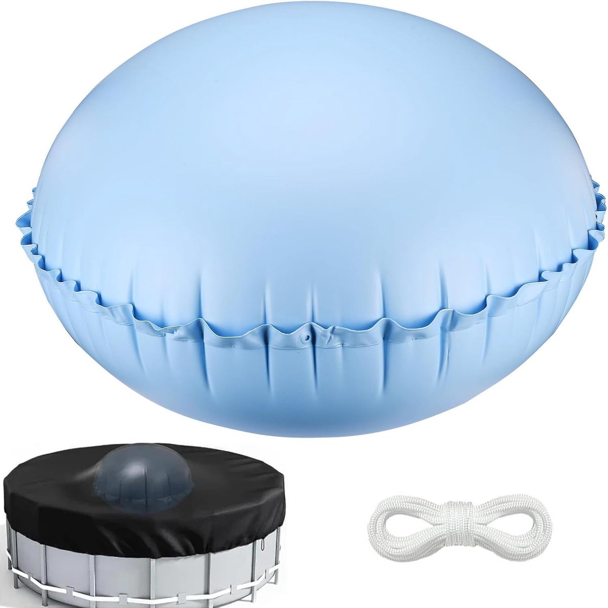 LangRay Pool Cushion, Round, 120 x 120 cm, with 15 m Rope, Air Cushion, Swimming Pool, Winter Accessories for Pool - ShopVlot