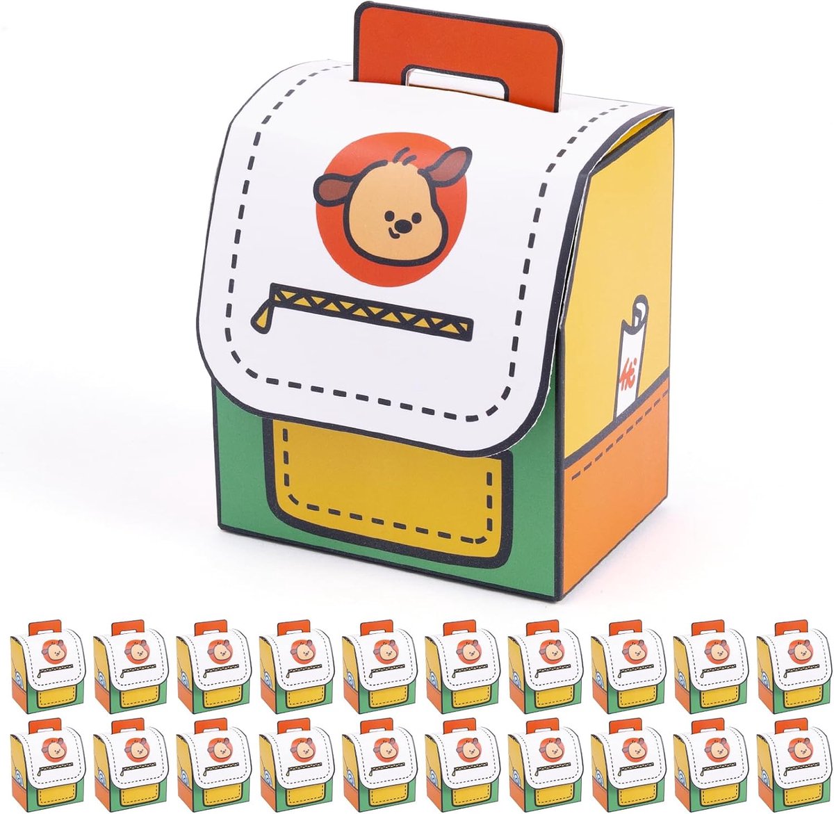 20 geschenkdoosjes, schoolzakjes, 8 x 5,5 x 8,8 cm, hondenmotief, papieren zakken met handvat - ShopVlot