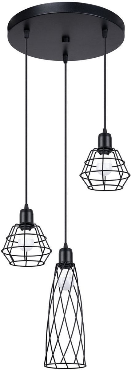 Sollux Lighting Hanglamp Suba - E14 - zwart - staal - 38x38x120cm