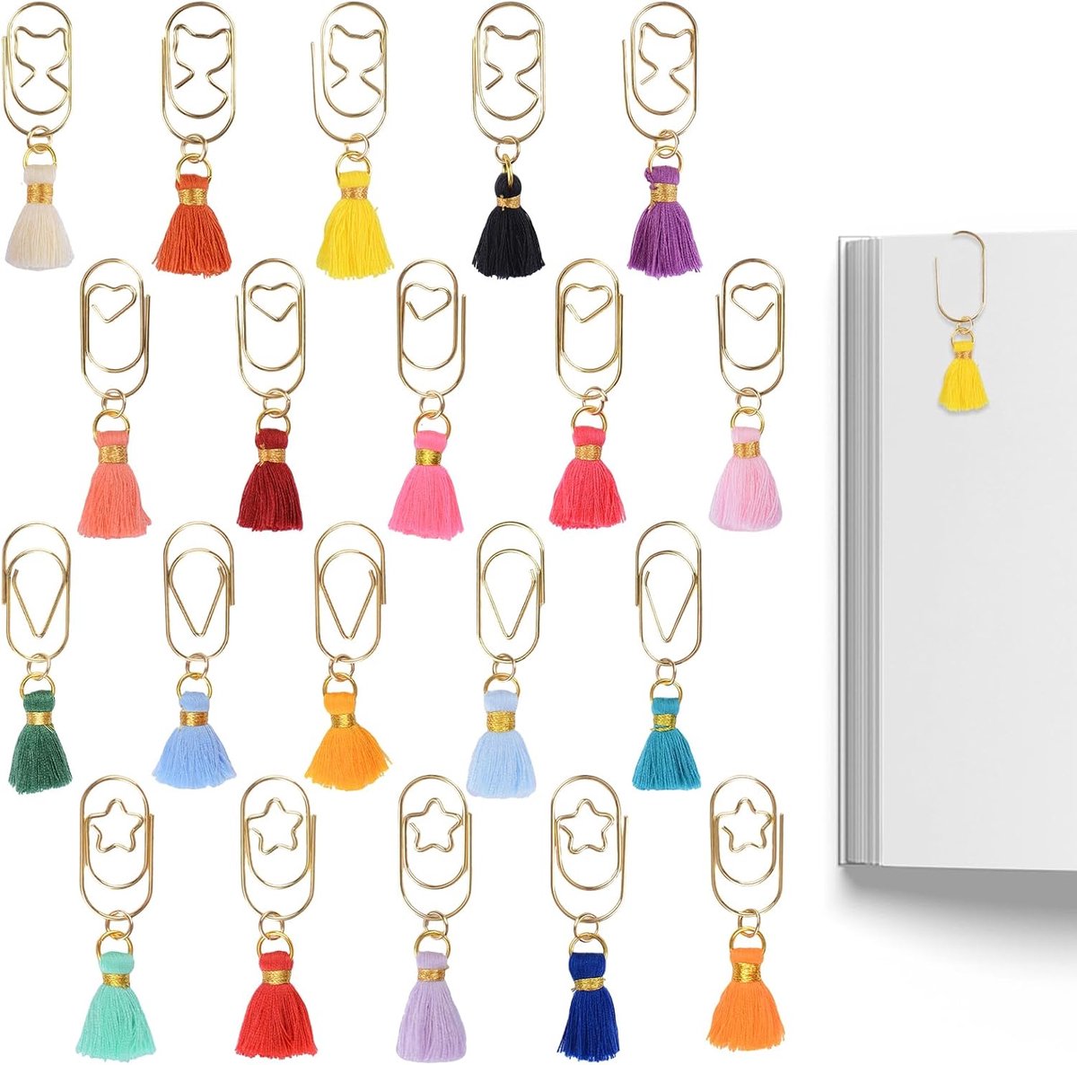 Kwastje Charm Paperclips, 20 stuks Kleurrijke Kwastjes Fringe Decoratieve Pagina Markers voor Scrapbooking Kantoor - ShopVlot
