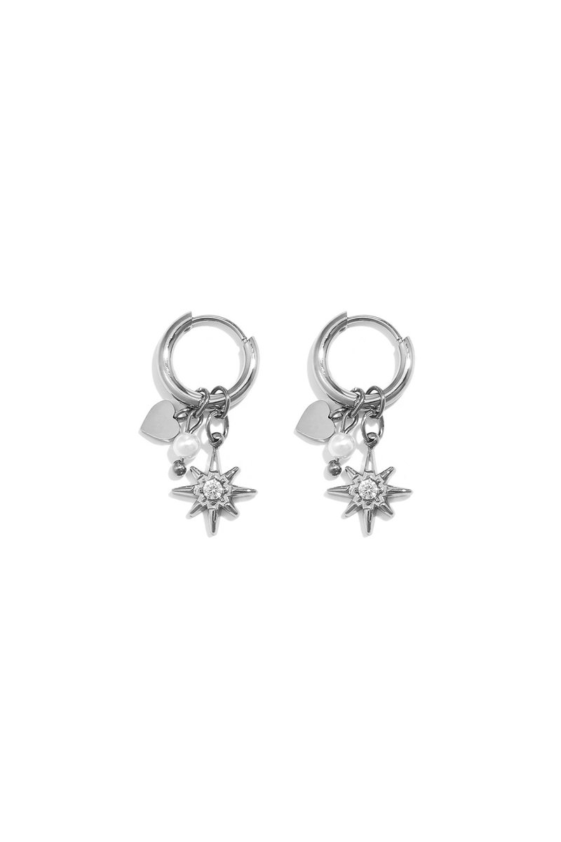 Celeste - Oorbellen met Hart en Ster - Stainless Steel - - Goud