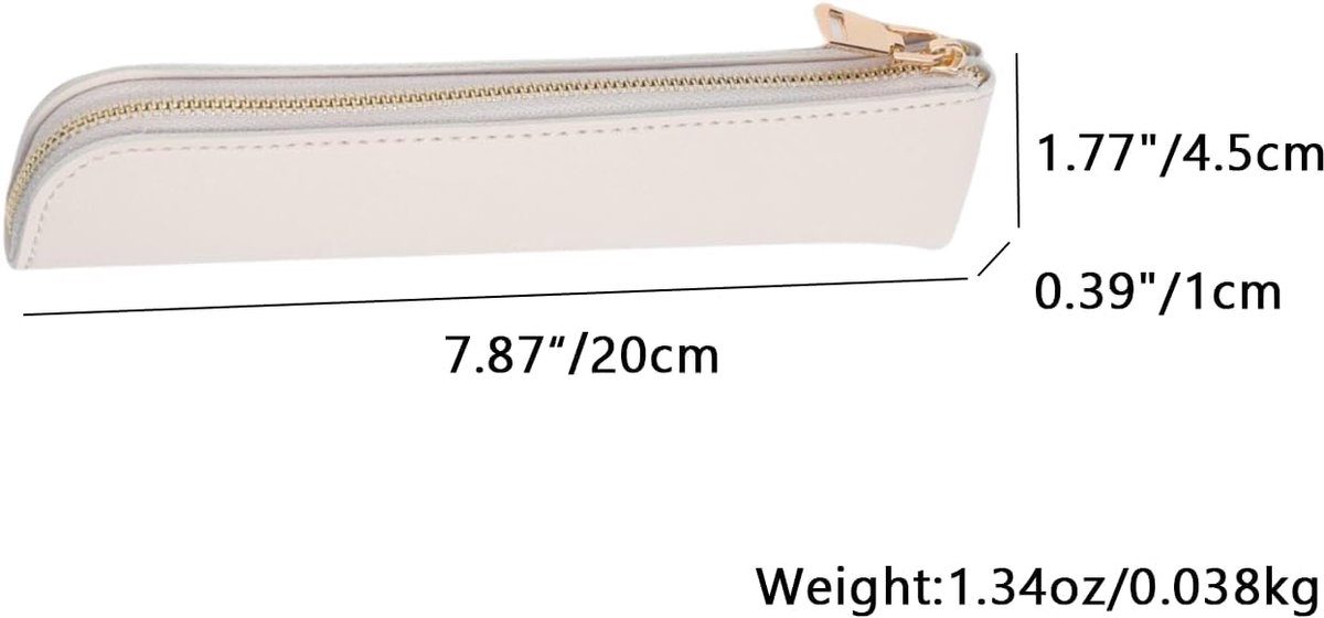 PU Leather Case Cute Thin Slim Pencil Case Simple and Stylish Lightweight, beige, Simple - ShopVlot