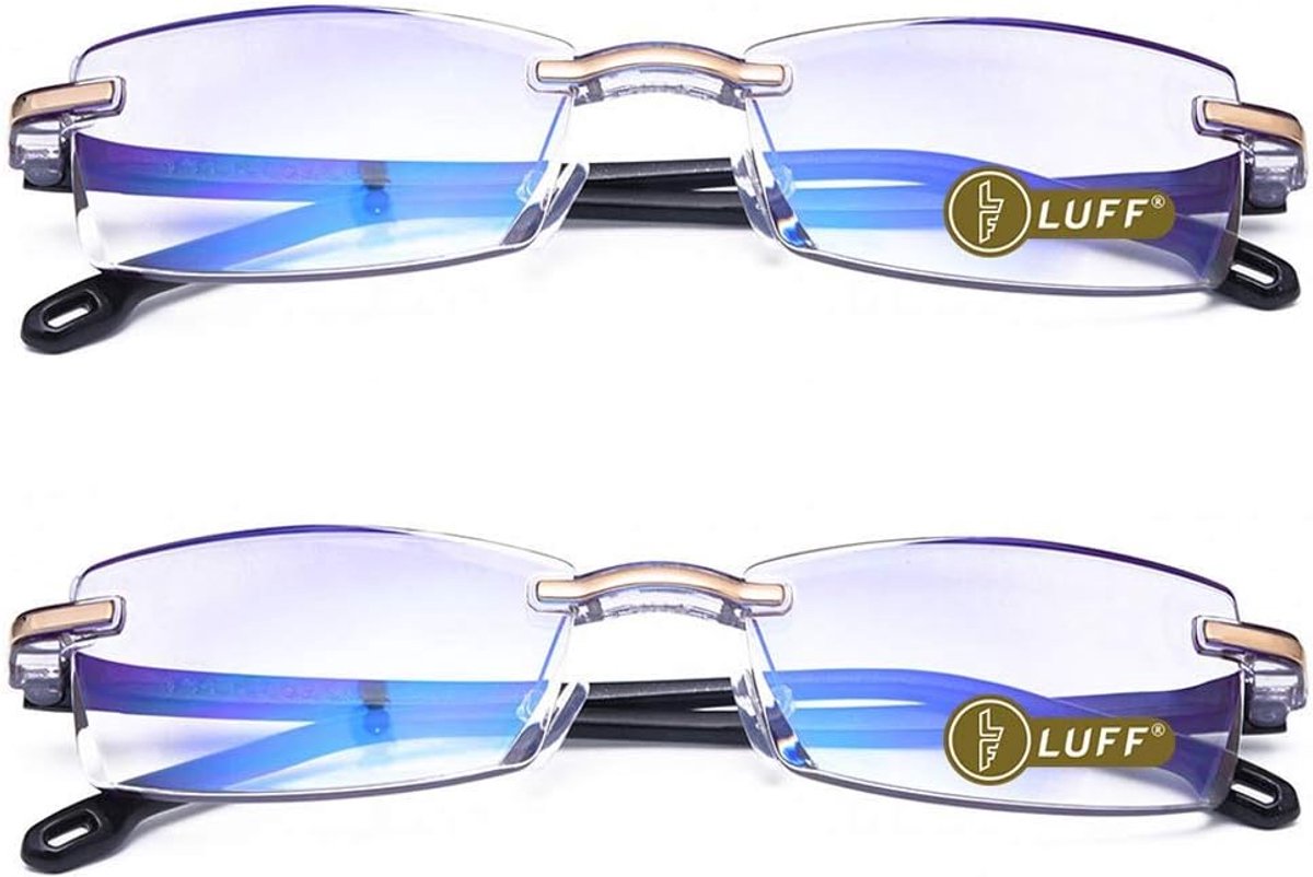 LUFF Reading Glasses Company Home Lightweight Comfortable Readers Value 2 Pack Frameless Diamond Trimming Men/Women - ShopVlot